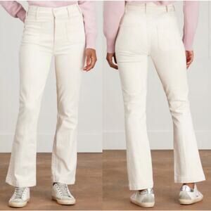Mother Hustler Patch Pocket Flood Jeans Size 26 Act Natural Cream Stretch Denim